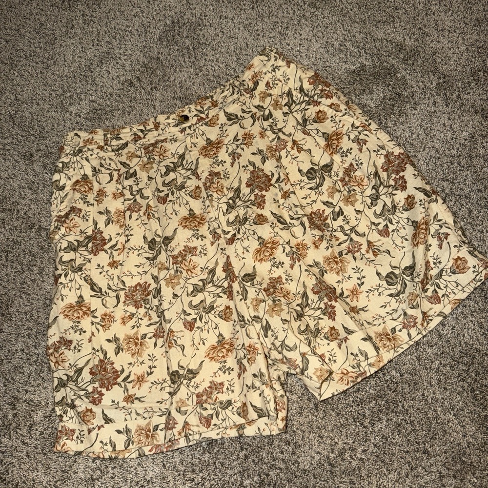 Vintage Raffaella 1X Linen Cotton Floral 2 Pc Set Vest Top Wide Leg Shorts - Picture 8 of 12